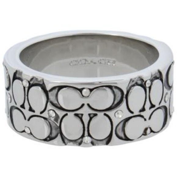 Coach Jewelry - Coach Silver-Tone Quilted C Wide Band Rings Size 7